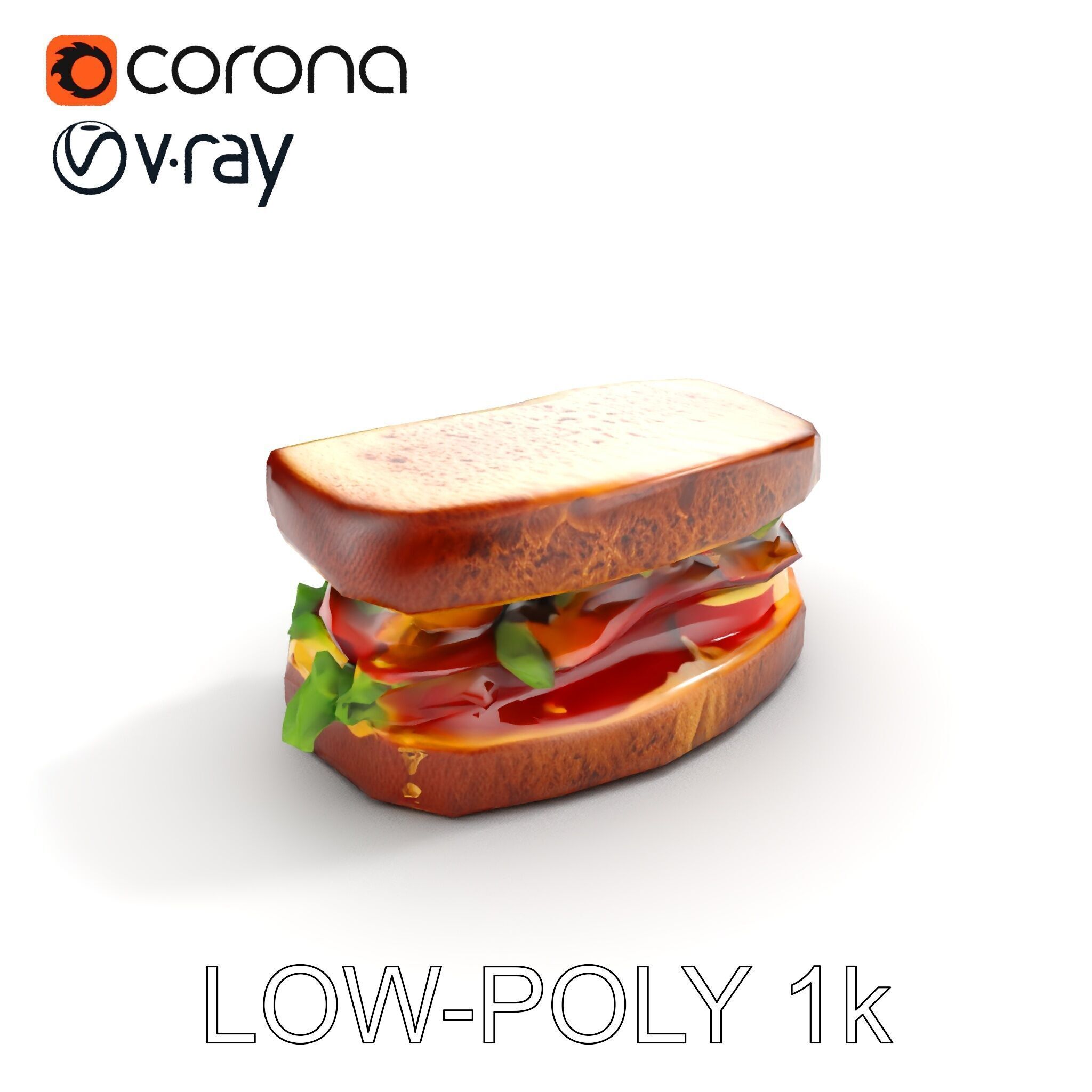 Realistic Sandwich Model Pack Low-poly 3D model_12
