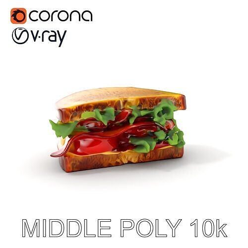Realistic Sandwich Model Pack Low-poly 3D model 6