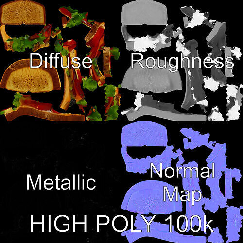 Realistic Sandwich Model Pack Low-poly 3D model 3
