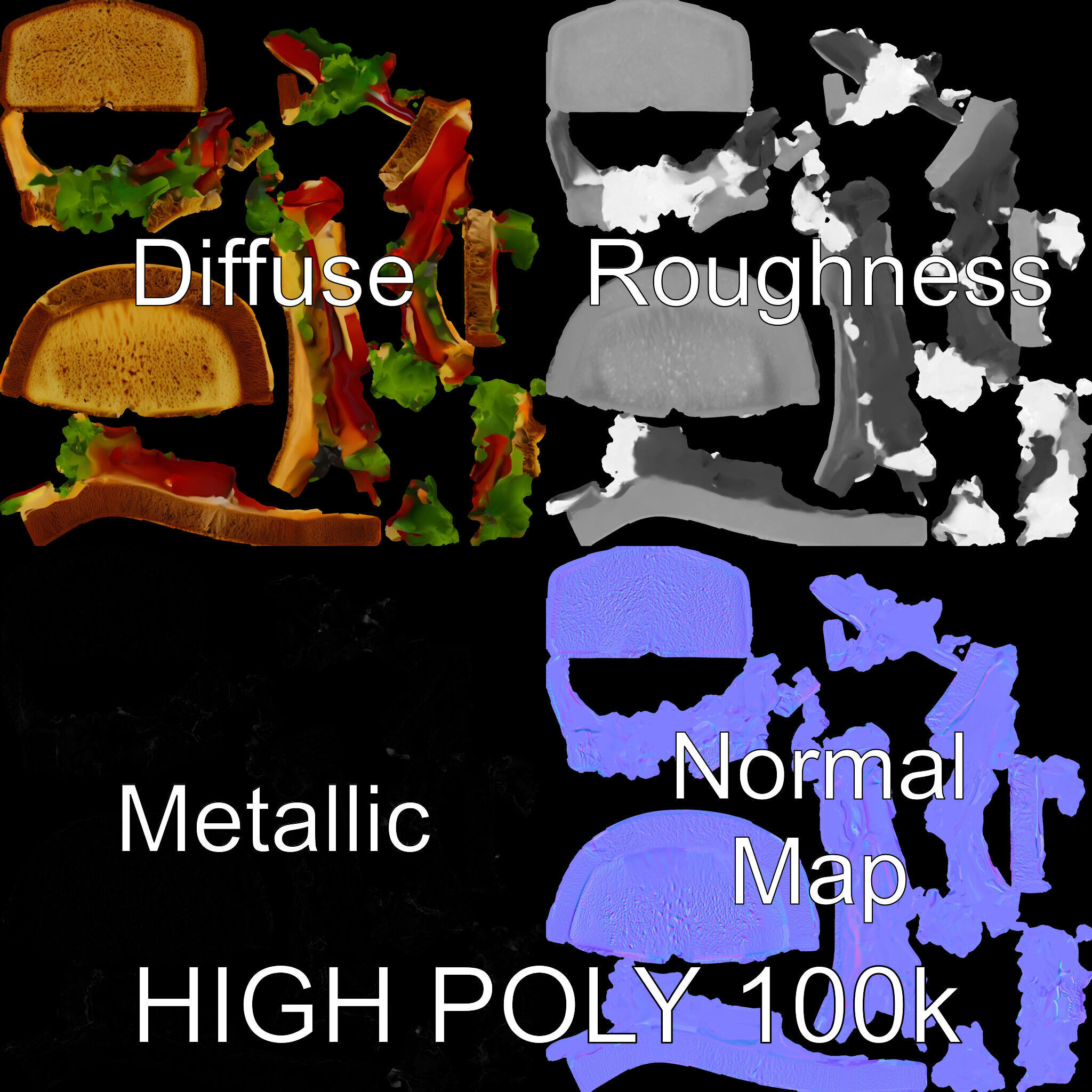 Realistic Sandwich Model Pack Low-poly 3D model_3