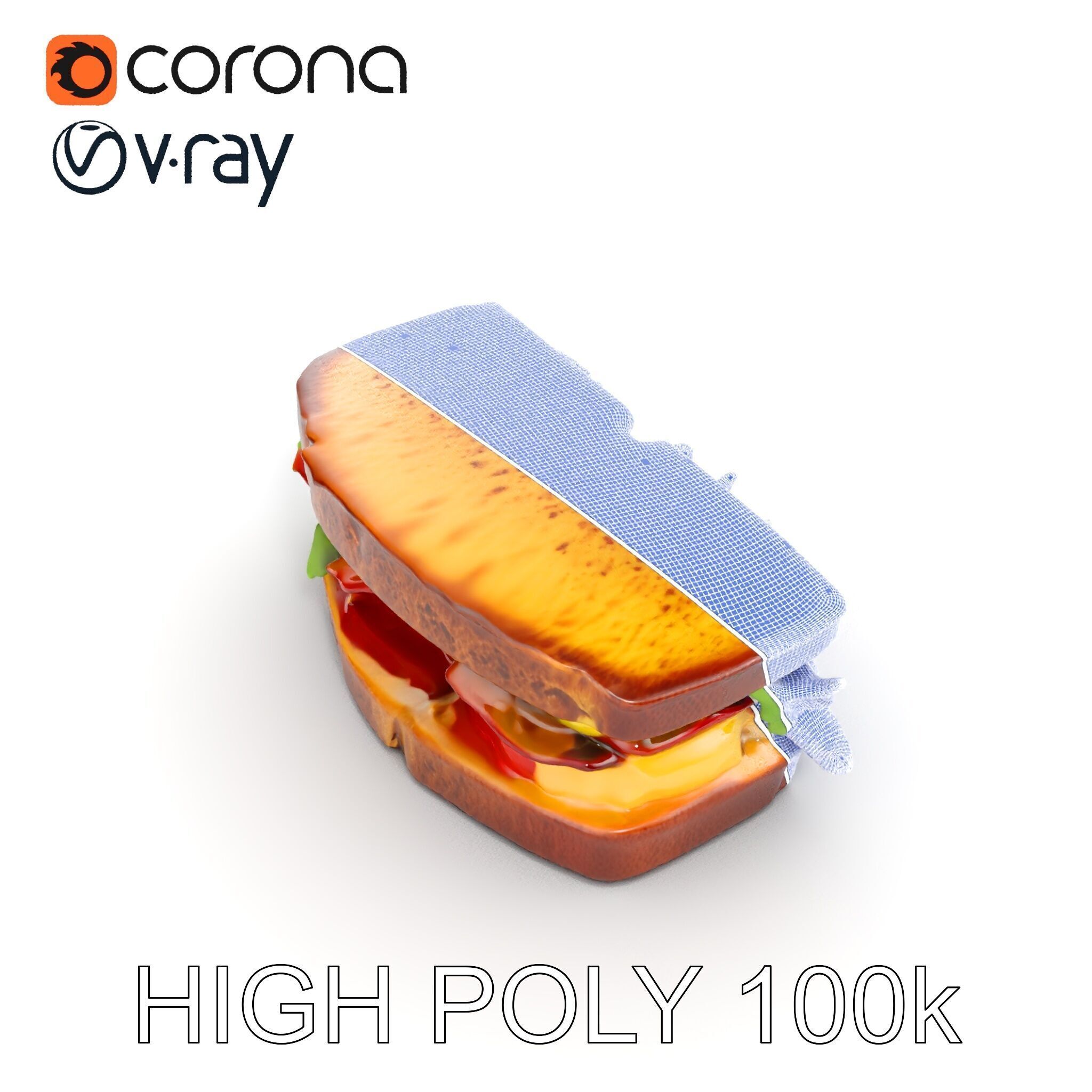 Realistic Sandwich Model Pack Low-poly 3D model_30