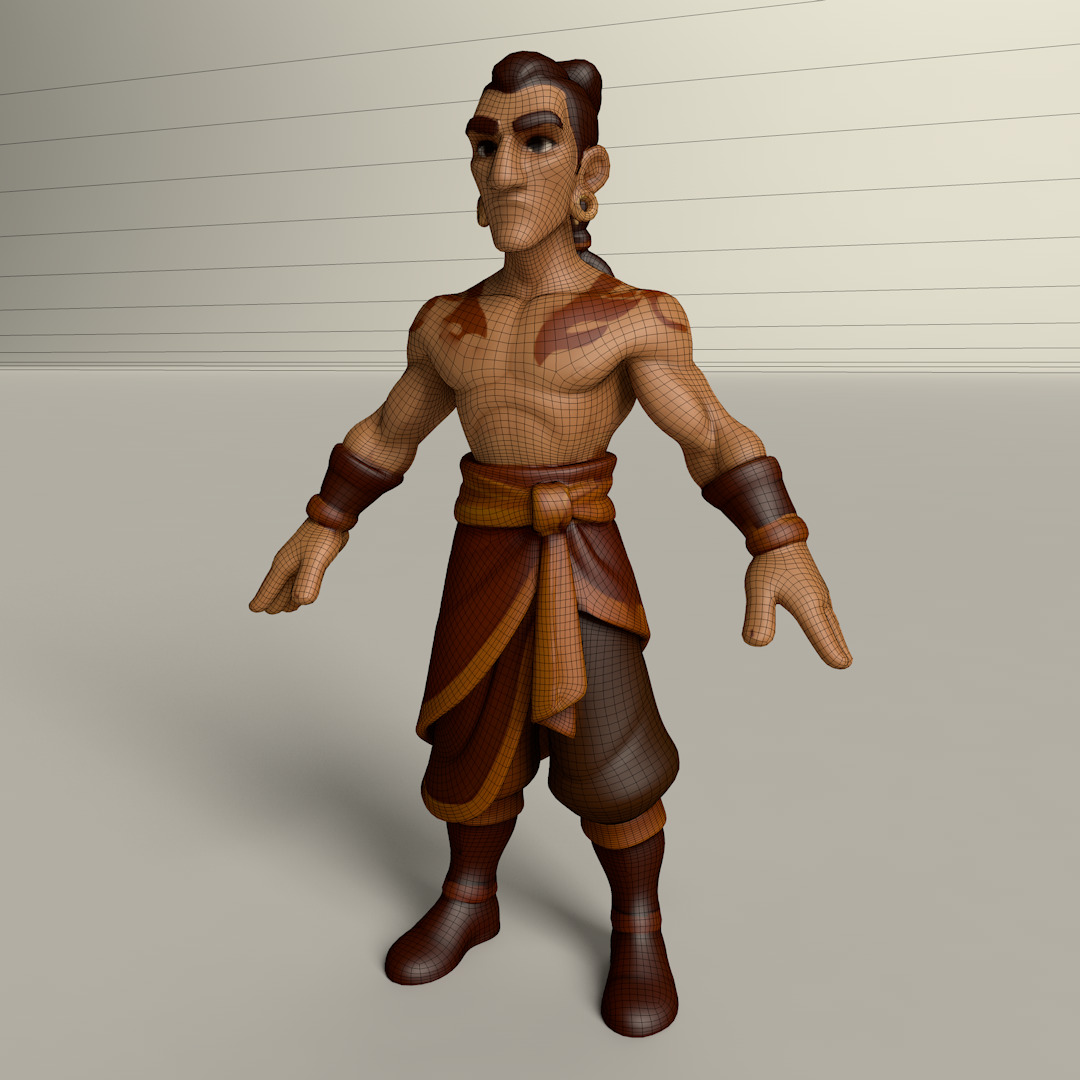 Stylized Game Ready Human Character Rigged named Din Low-poly Low-poly 3D model_2