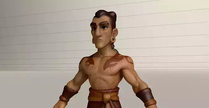 Stylized Game Ready Human Character Rigged named Din Low-poly