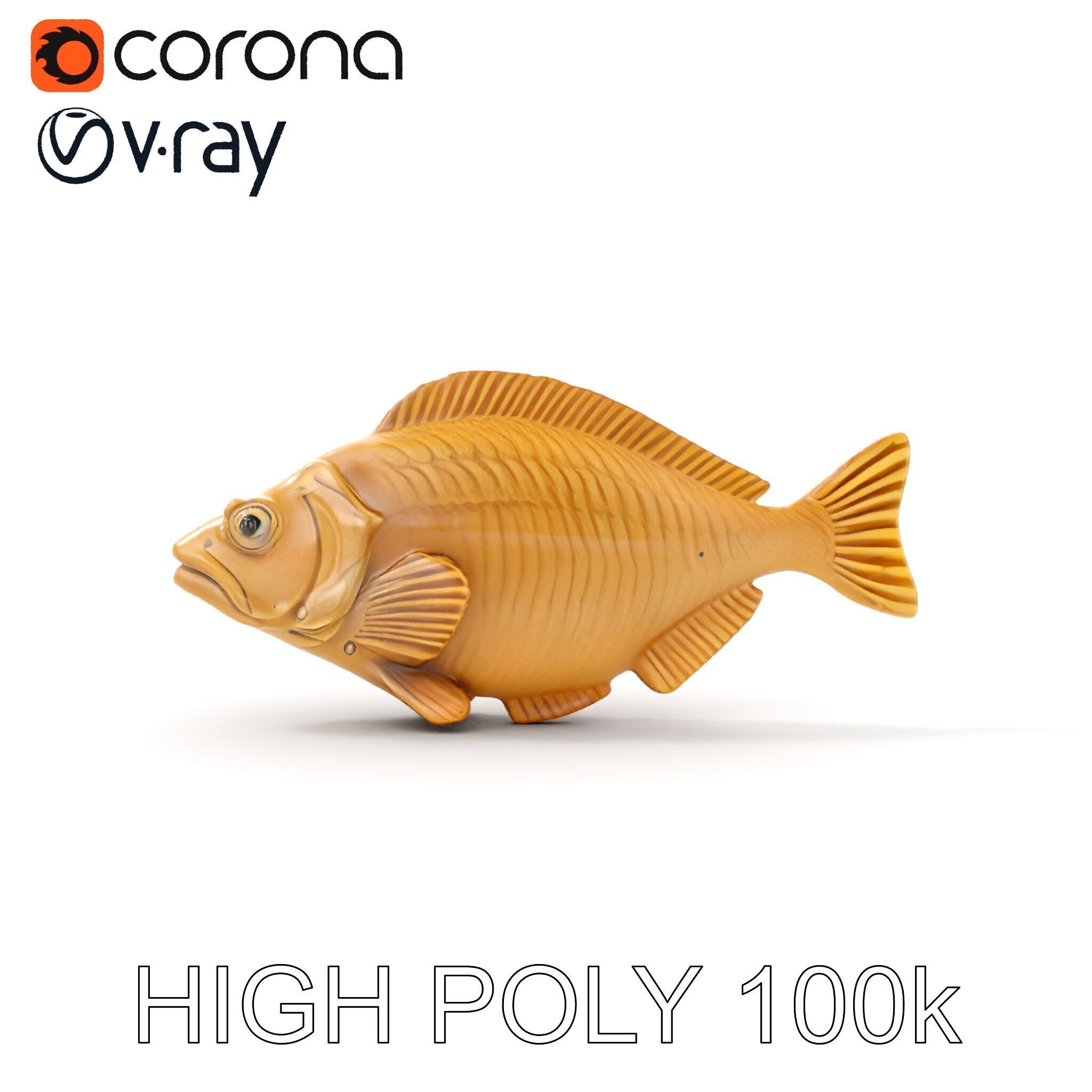 Realistic Wooden Fish Sculpture D Model Pack Low-poly 3D model_13