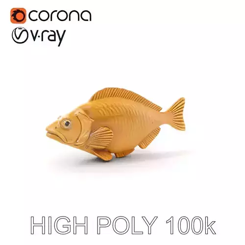 Realistic Wooden Fish Sculpture D Model Pack Low-poly 3D model