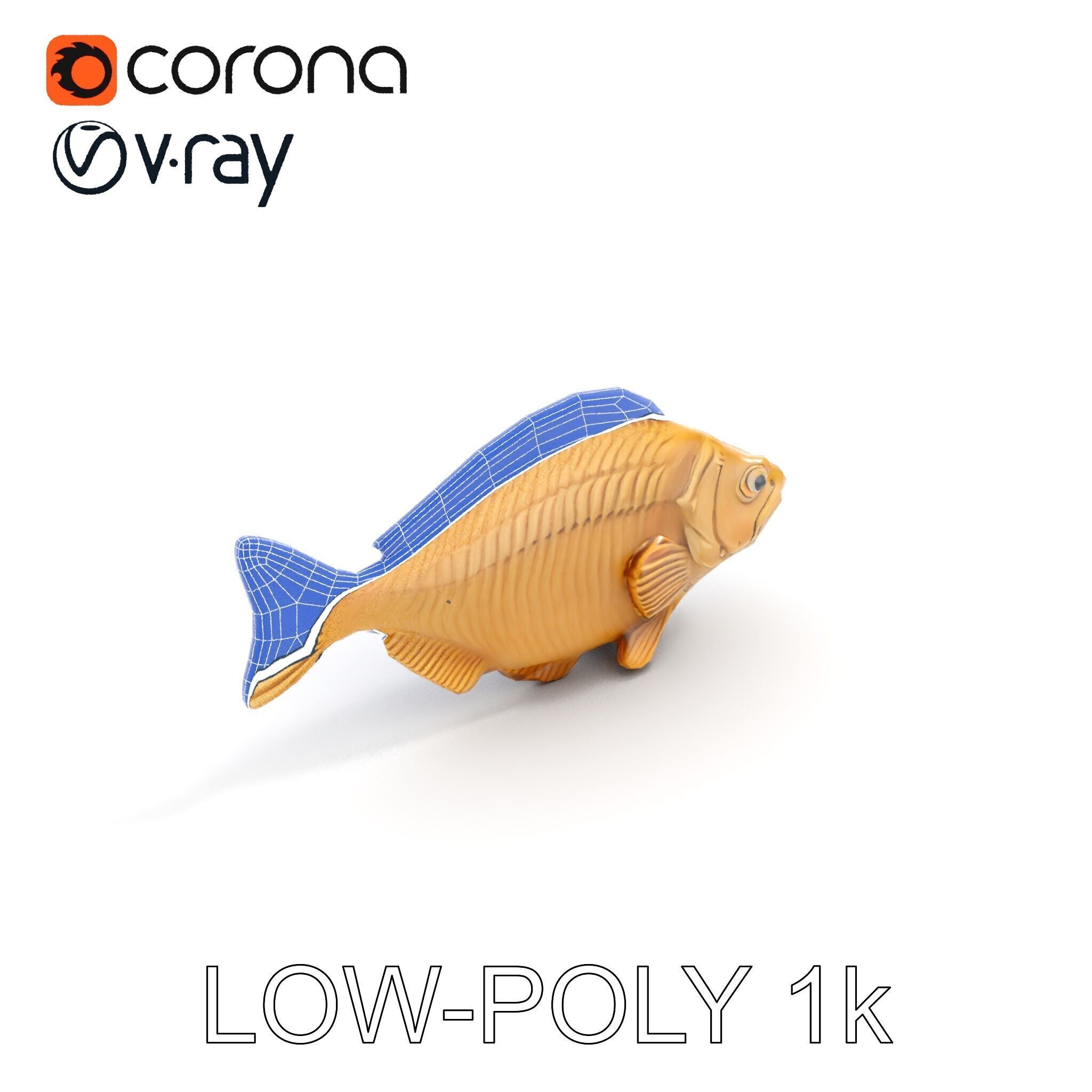 Realistic Wooden Fish Sculpture D Model Pack Low-poly 3D model_15