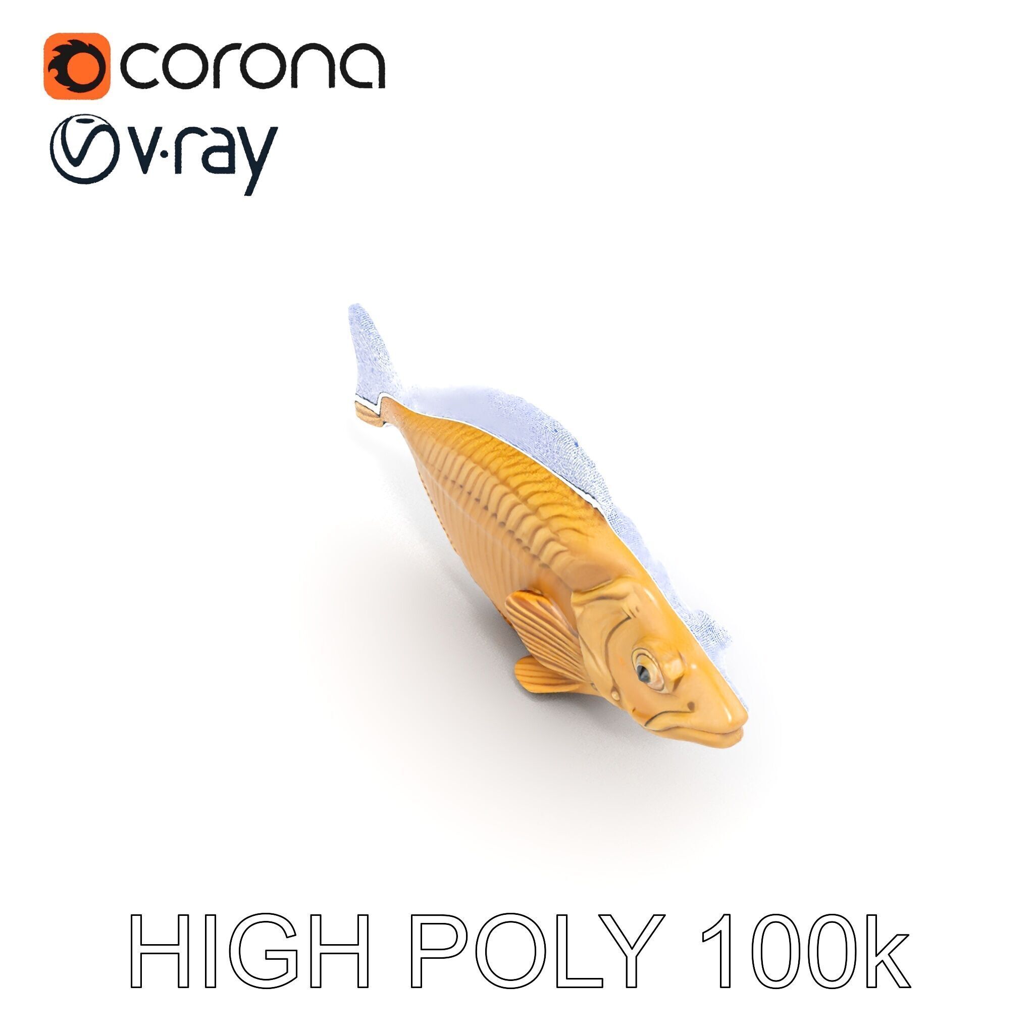 Realistic Wooden Fish Sculpture D Model Pack Low-poly 3D model_29