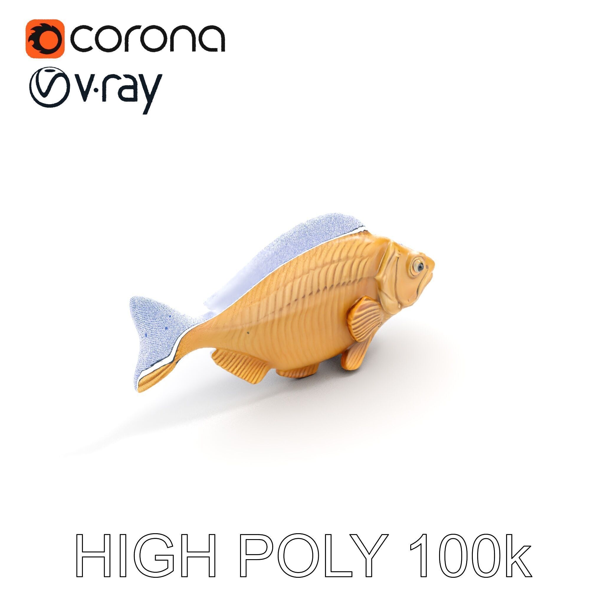 Realistic Wooden Fish Sculpture D Model Pack Low-poly 3D model_19