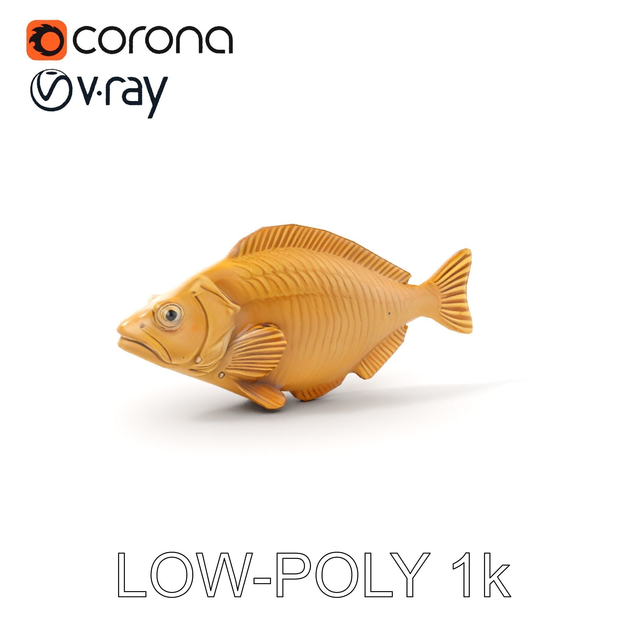 Realistic Wooden Fish Sculpture D Model Pack Low-poly 3D model_9