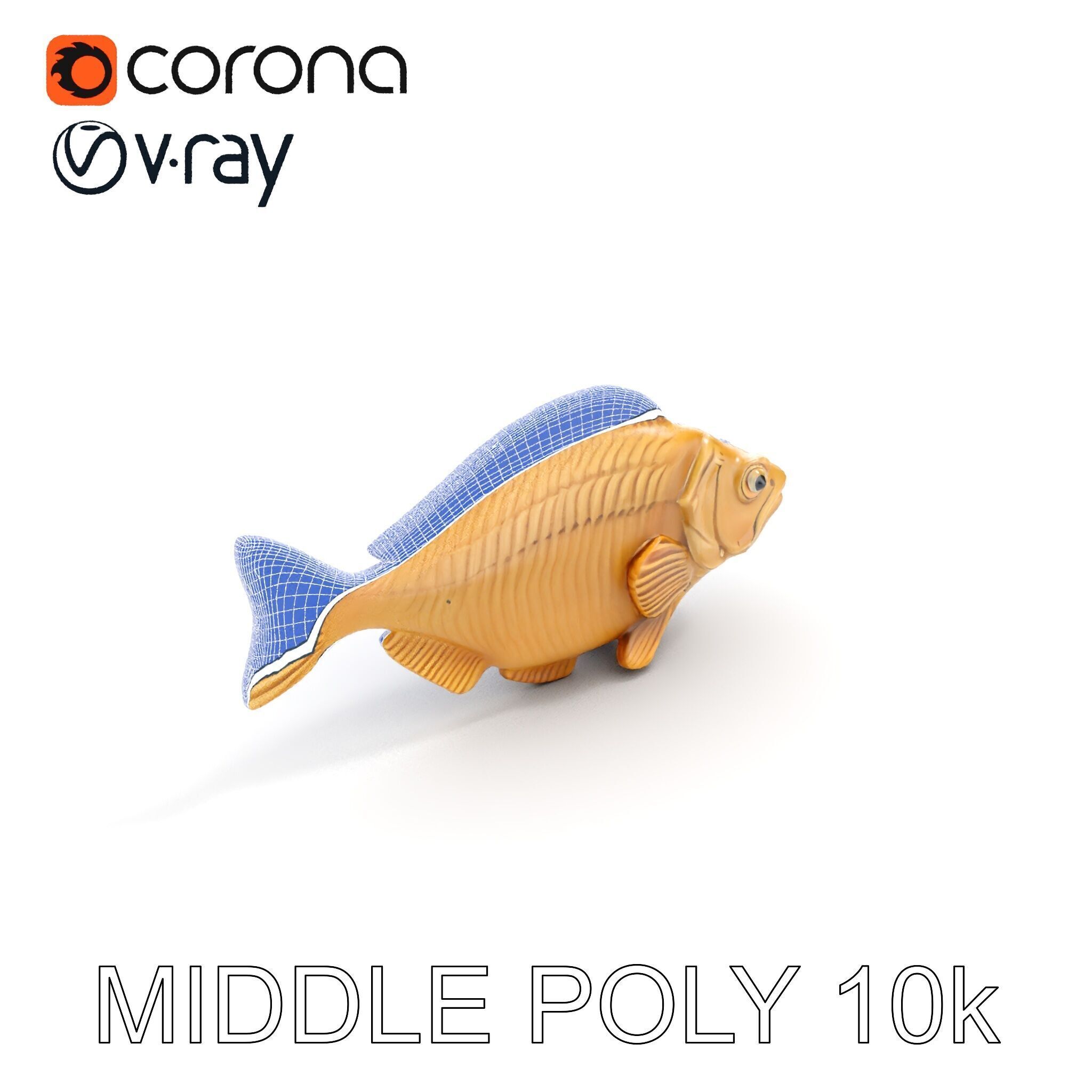 Realistic Wooden Fish Sculpture D Model Pack Low-poly 3D model_30