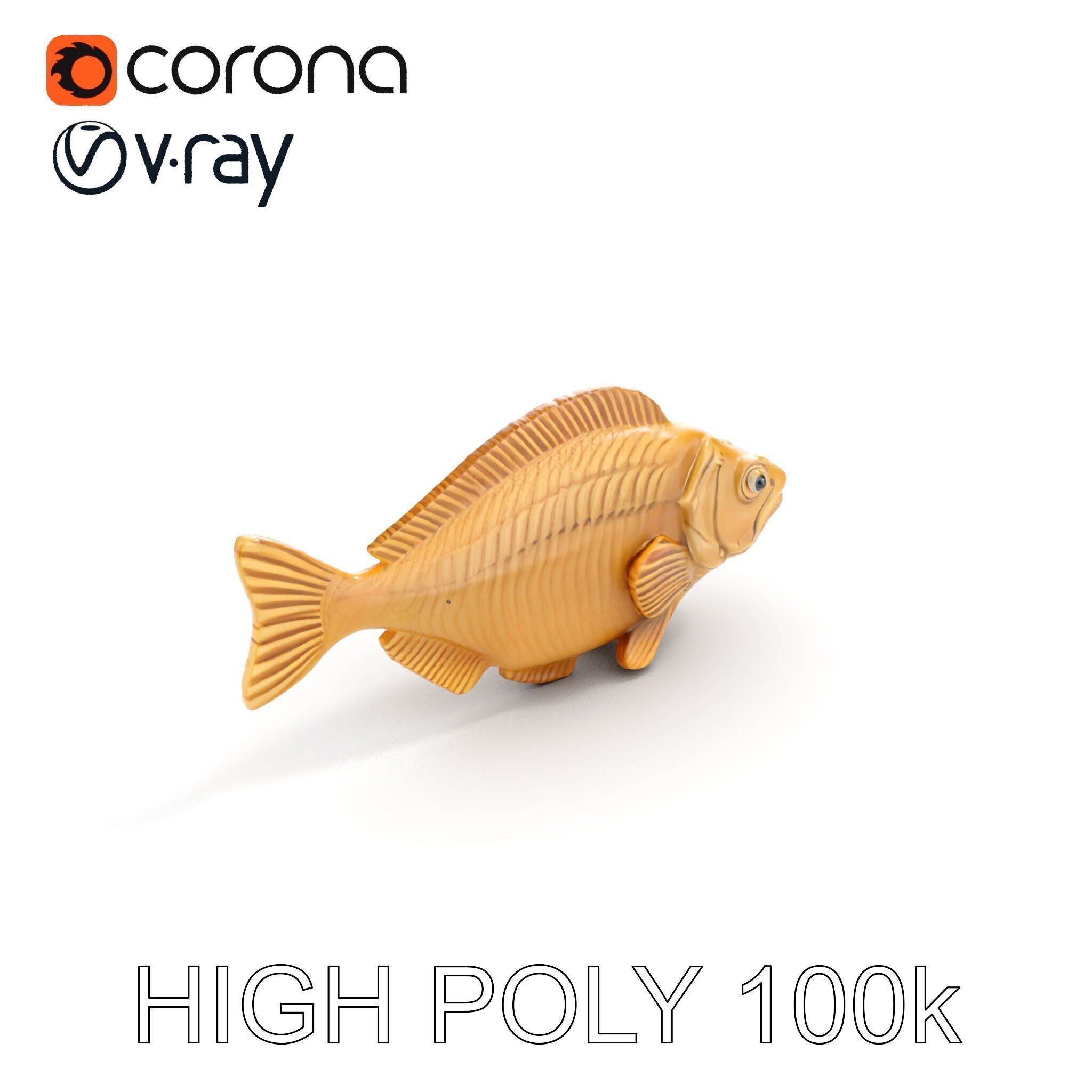 Realistic Wooden Fish Sculpture D Model Pack Low-poly 3D model_10