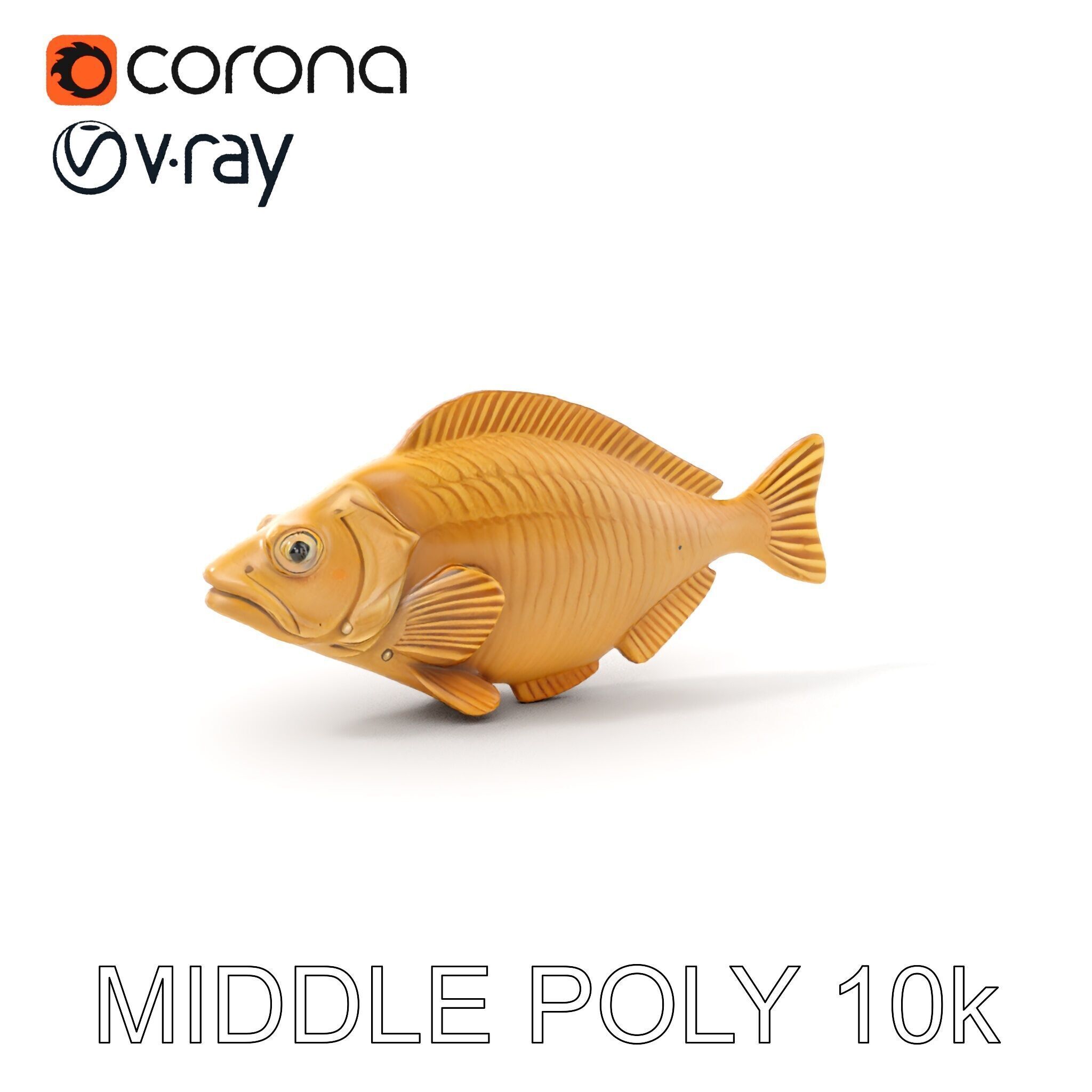 Realistic Wooden Fish Sculpture D Model Pack Low-poly 3D model_8