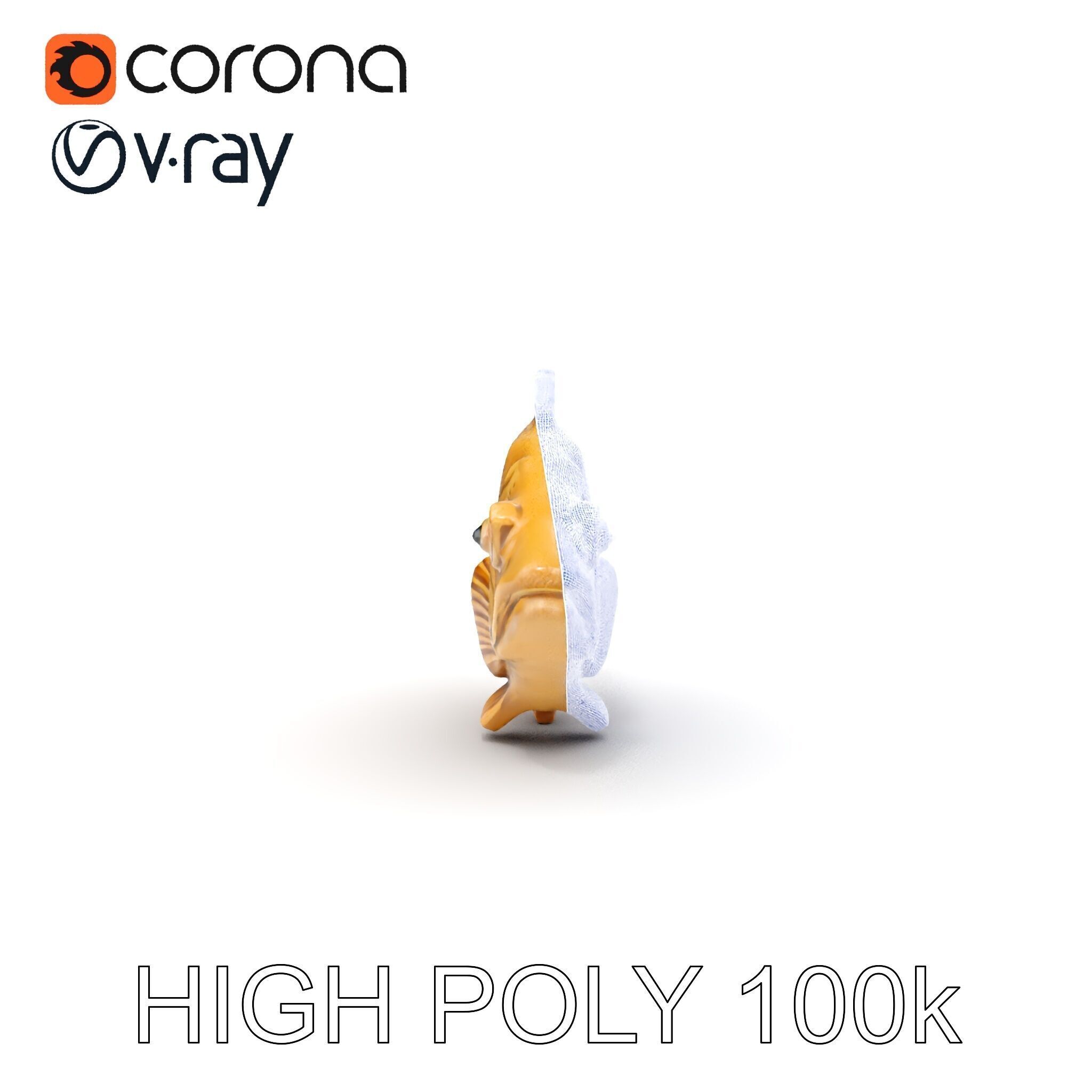 Realistic Wooden Fish Sculpture D Model Pack Low-poly 3D model_35