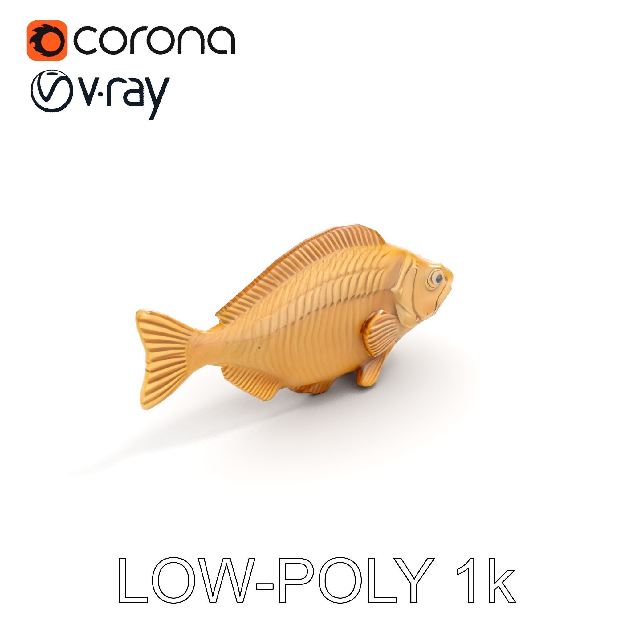 Realistic Wooden Fish Sculpture D Model Pack Low-poly 3D model_7