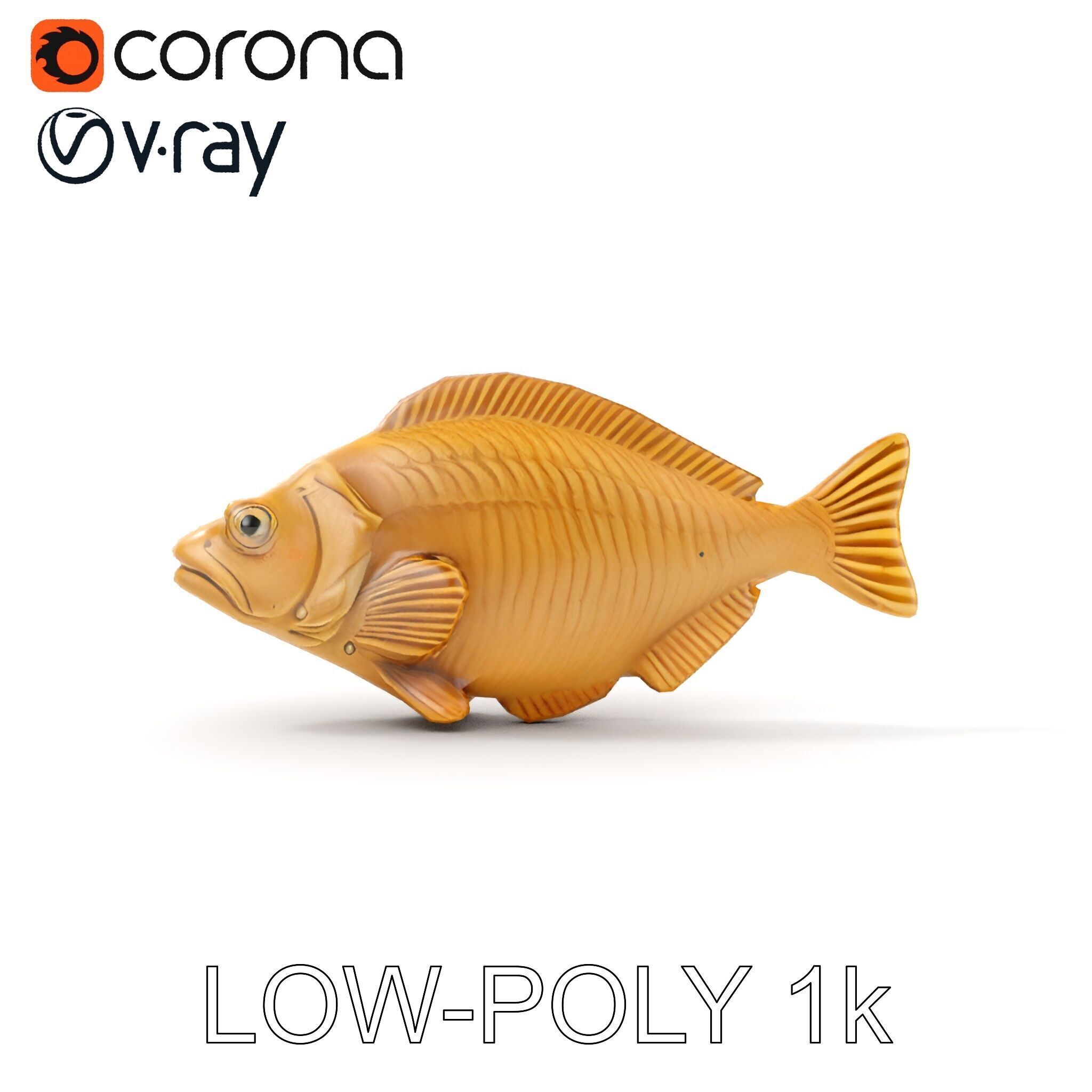 Realistic Wooden Fish Sculpture D Model Pack Low-poly 3D model_21