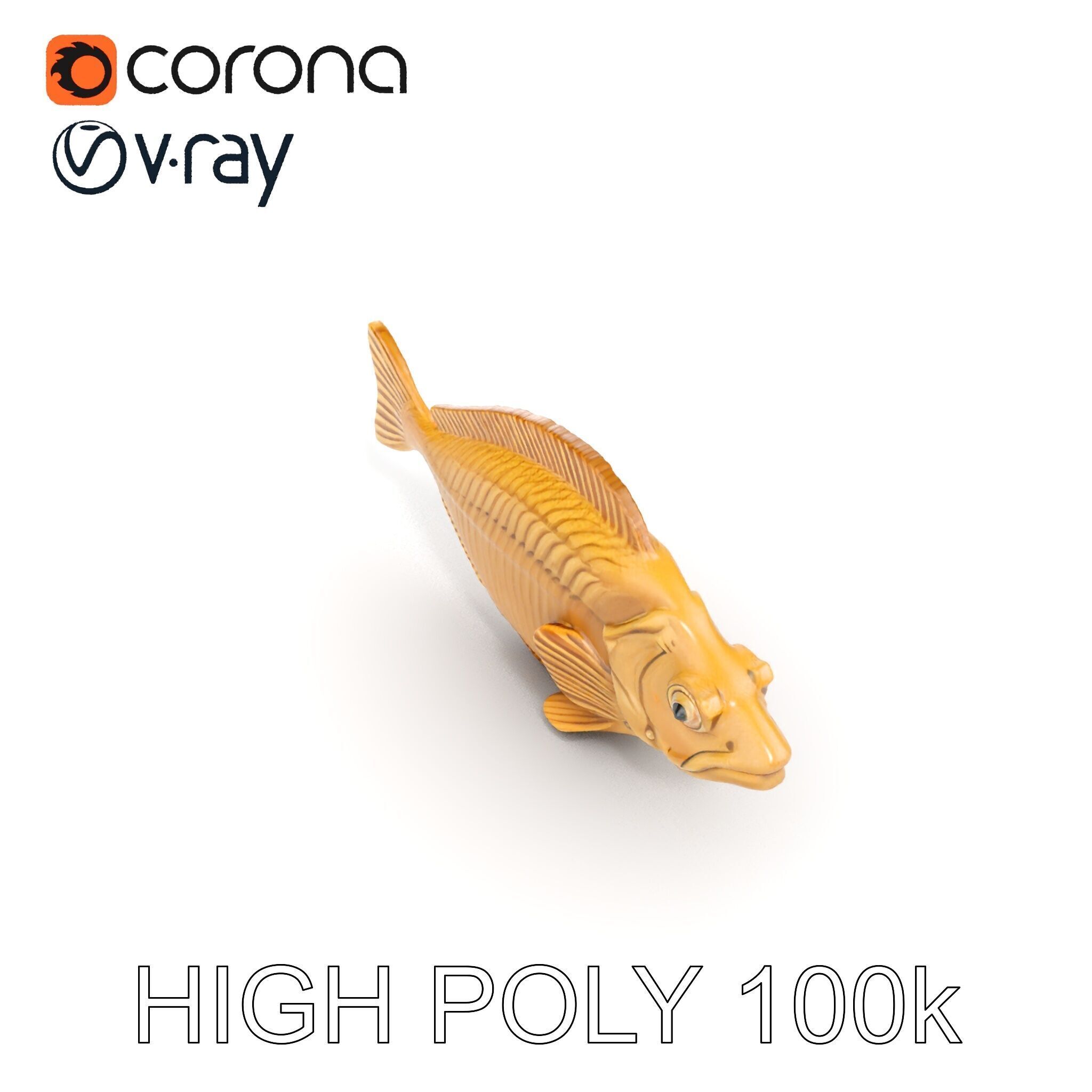Realistic Wooden Fish Sculpture D Model Pack Low-poly 3D model_26