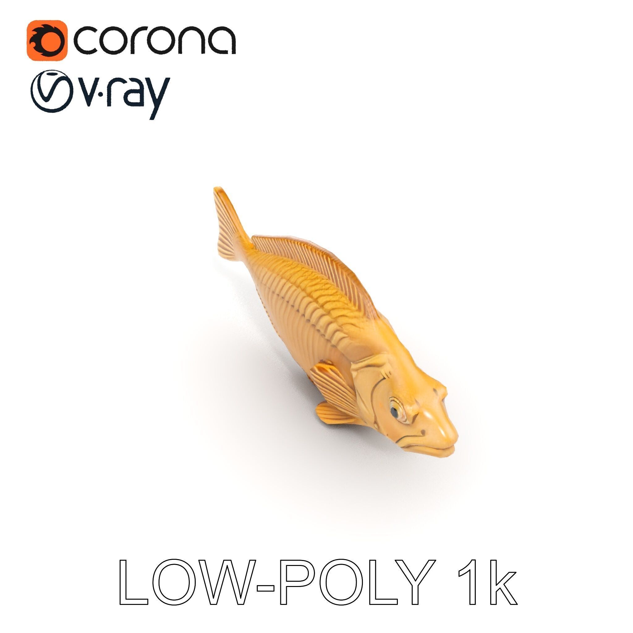 Realistic Wooden Fish Sculpture D Model Pack Low-poly 3D model_18