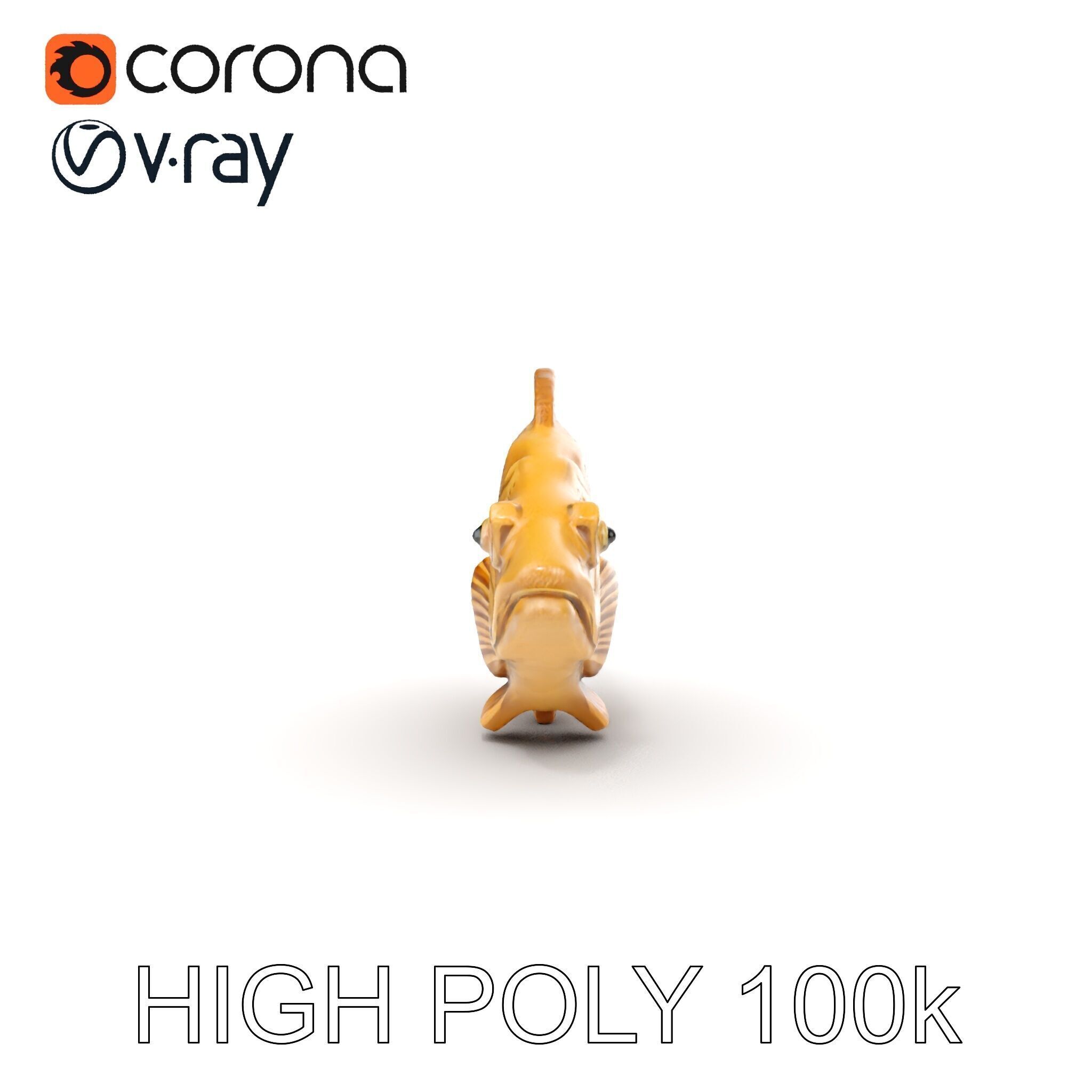 Realistic Wooden Fish Sculpture D Model Pack Low-poly 3D model_16