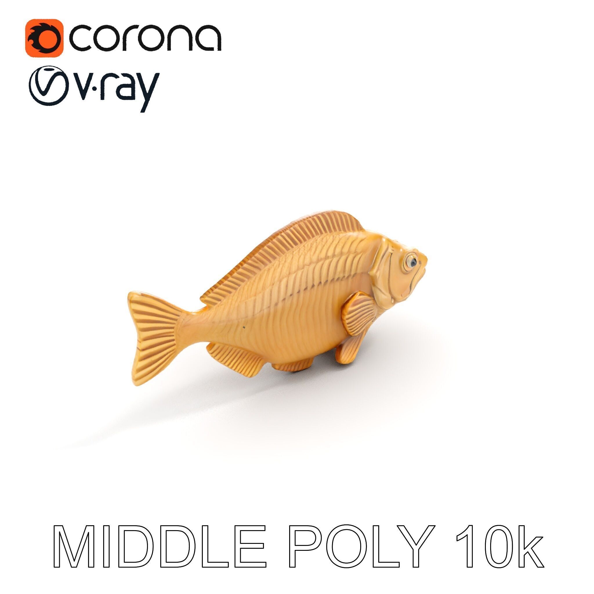 Realistic Wooden Fish Sculpture D Model Pack Low-poly 3D model_11
