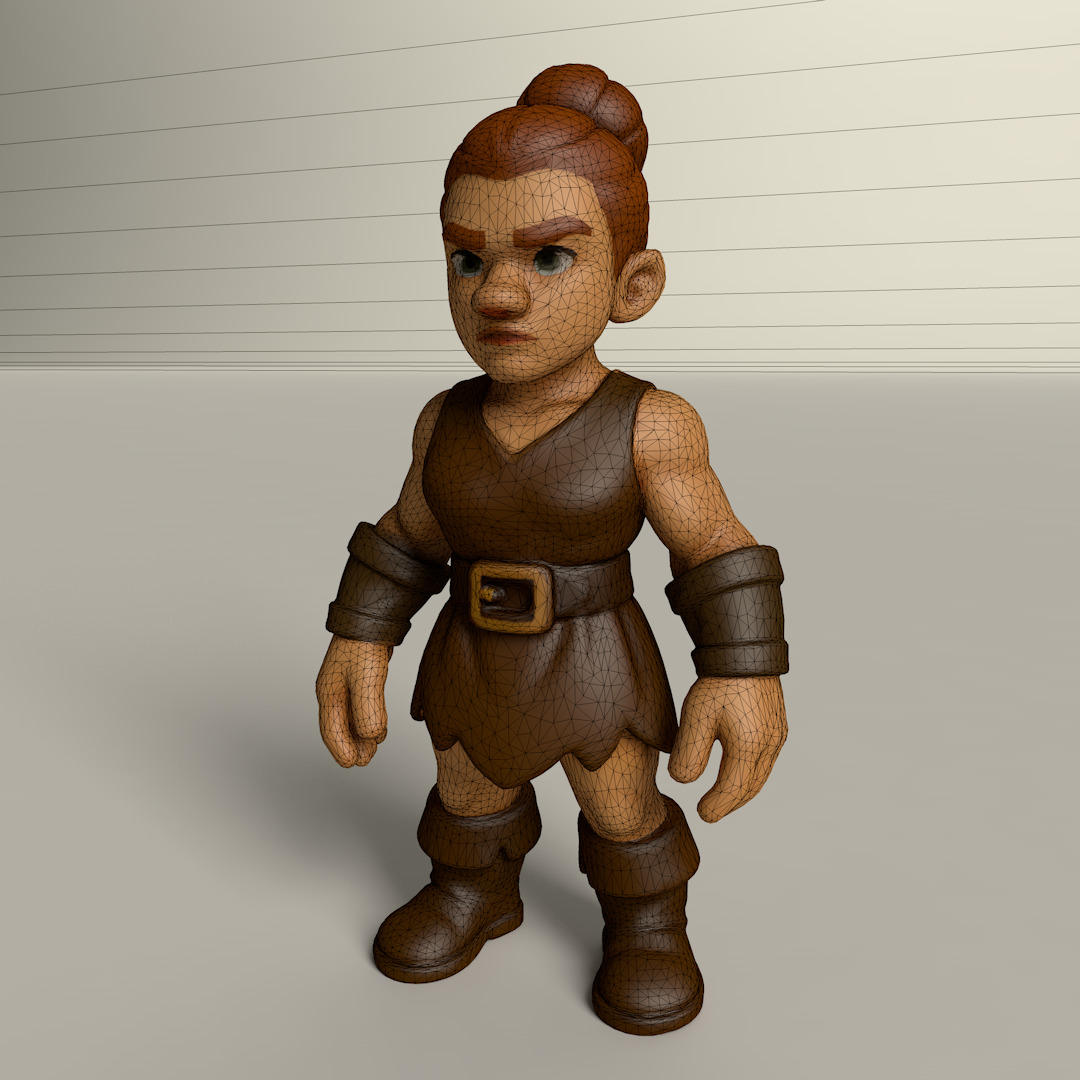 Stylized Game Ready Human Character Rigged named Dou Low-poly 3D model_3