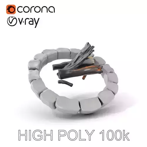 Outdoor Campfire Ring with Charred Logs Model Pack Low-poly 3D model