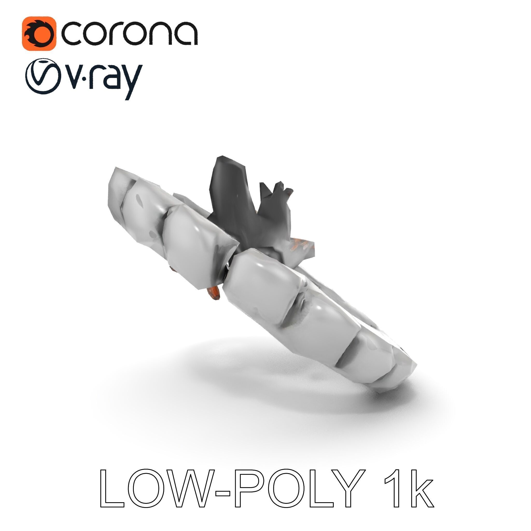 Outdoor Campfire Ring with Charred Logs Model Pack Low-poly 3D model_9