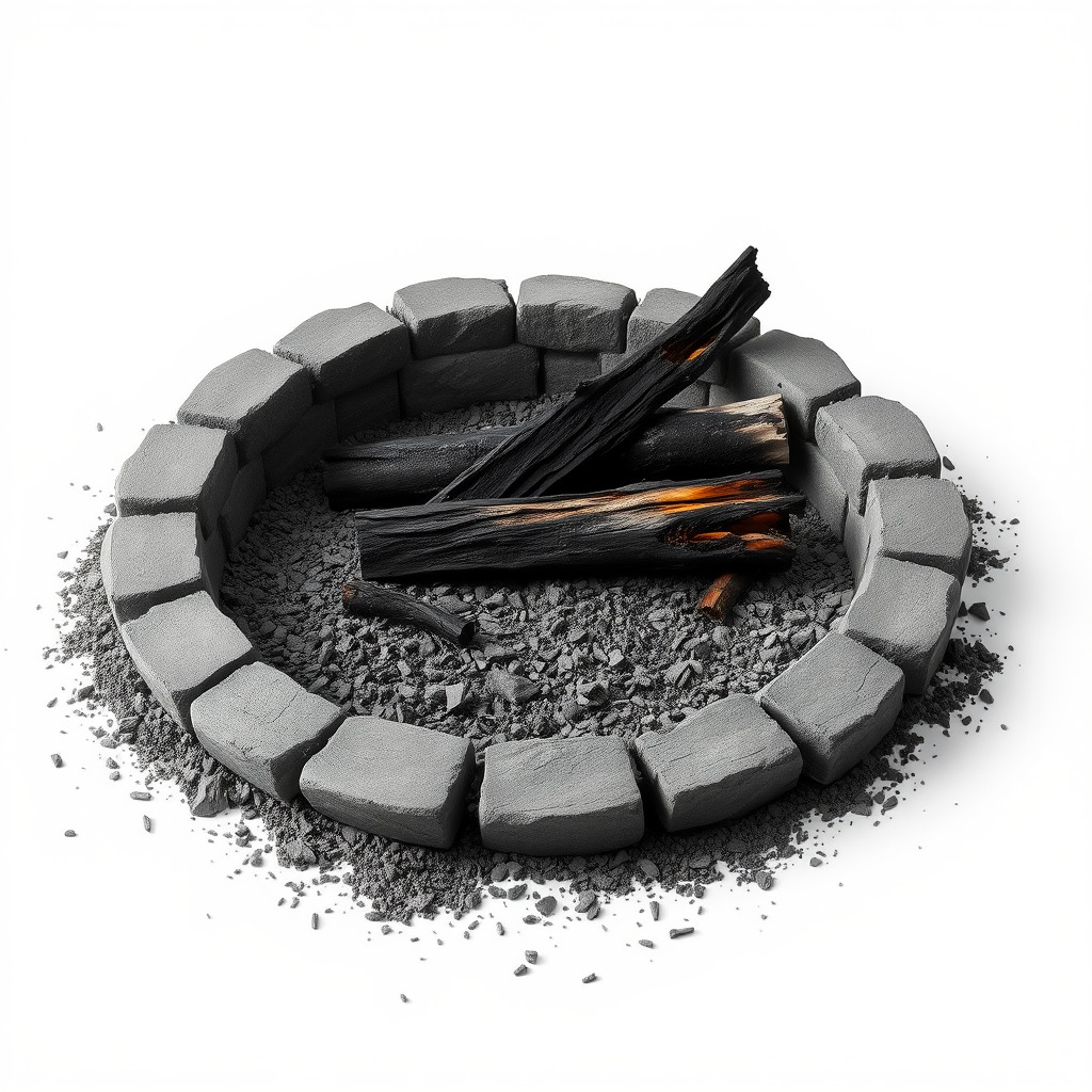 Outdoor Campfire Ring with Charred Logs Model Pack Low-poly 3D model_2