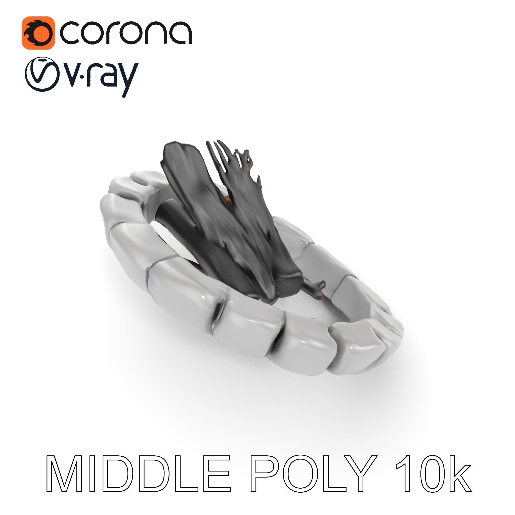 Outdoor Campfire Ring with Charred Logs Model Pack Low-poly 3D model_22