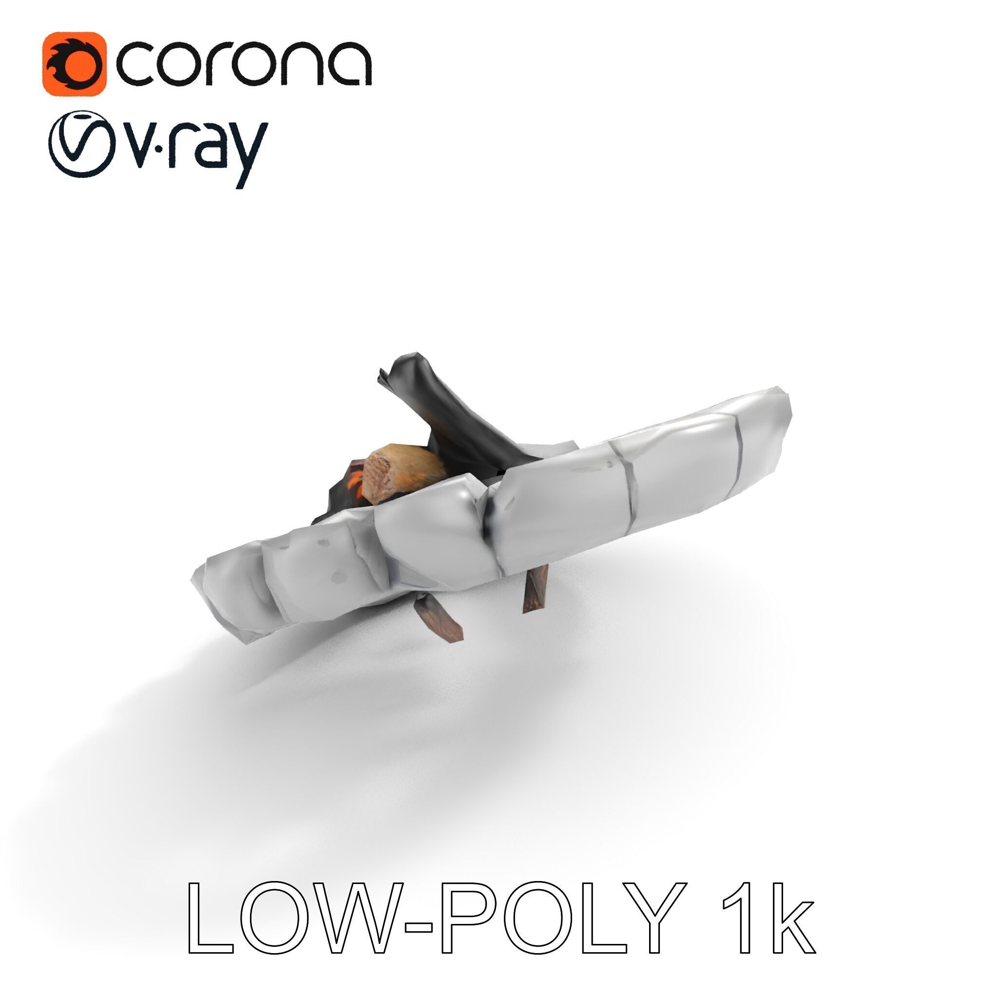 Outdoor Campfire Ring with Charred Logs Model Pack Low-poly 3D model_23