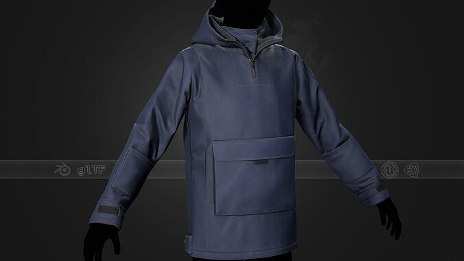 Blue Anorak Jacket Low-poly 3D model