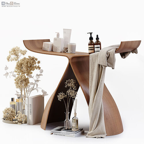 Wooden Bathroom Tools 09 Low-poly 3D model