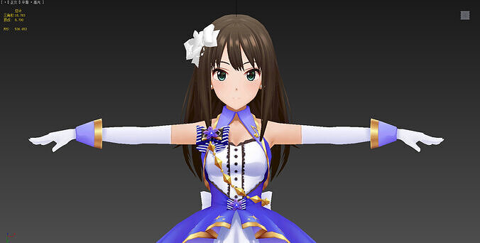 Anime girl idol dress  Low-poly 3D model