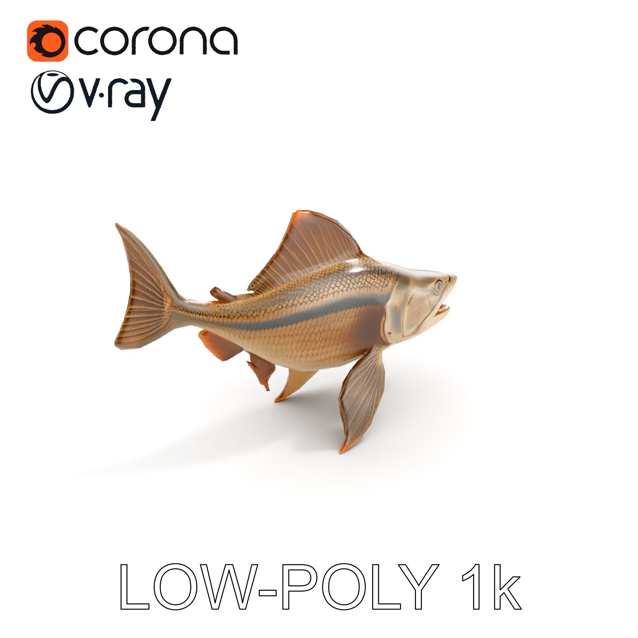 Prehistoric Fish D Model Pack with PBR Textures Low-poly 3D model_9