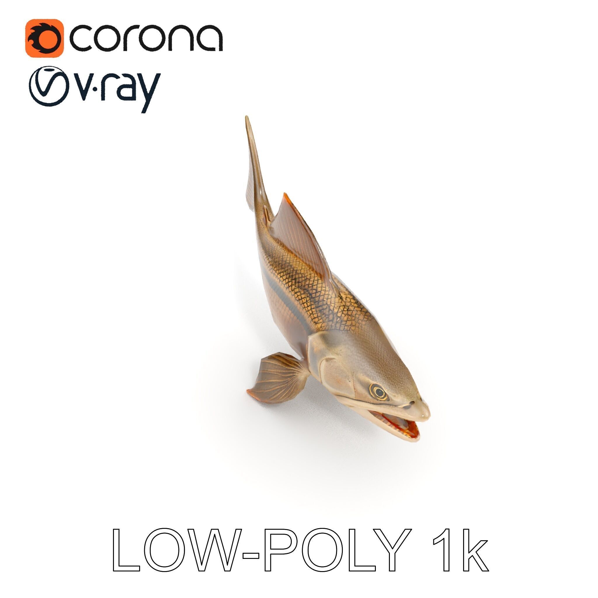 Prehistoric Fish D Model Pack with PBR Textures Low-poly 3D model_12