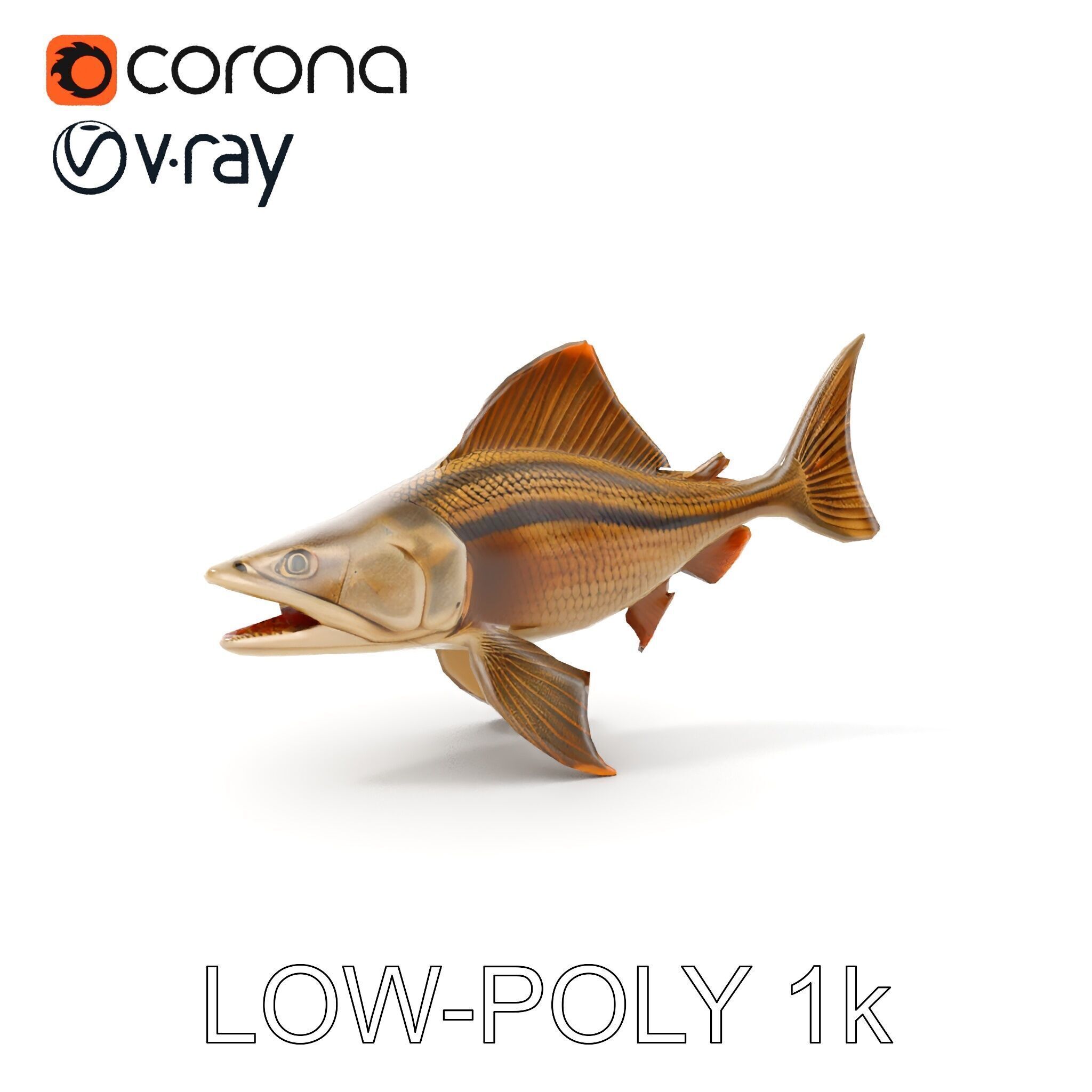 Prehistoric Fish D Model Pack with PBR Textures Low-poly 3D model_17