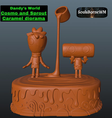 Dandys World Cosmo and Sprout Caramel diorama 3D print model