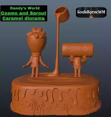 Dandys World Cosmo and Sprout Caramel diorama 3D print model