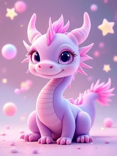 dorable Baby Dragon in a Fantasy Dreamland 3D print model