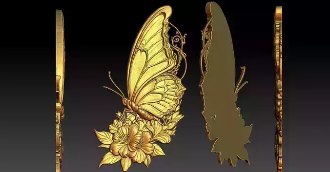 1 butterflies and flowers CNC Relief Model