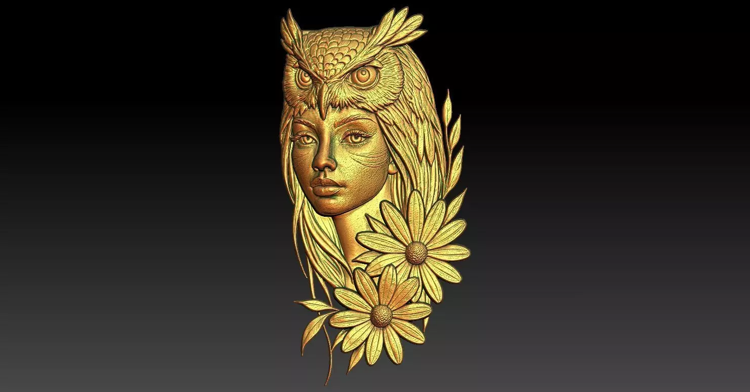1 owl and girl CNC Relief Model 3D print model