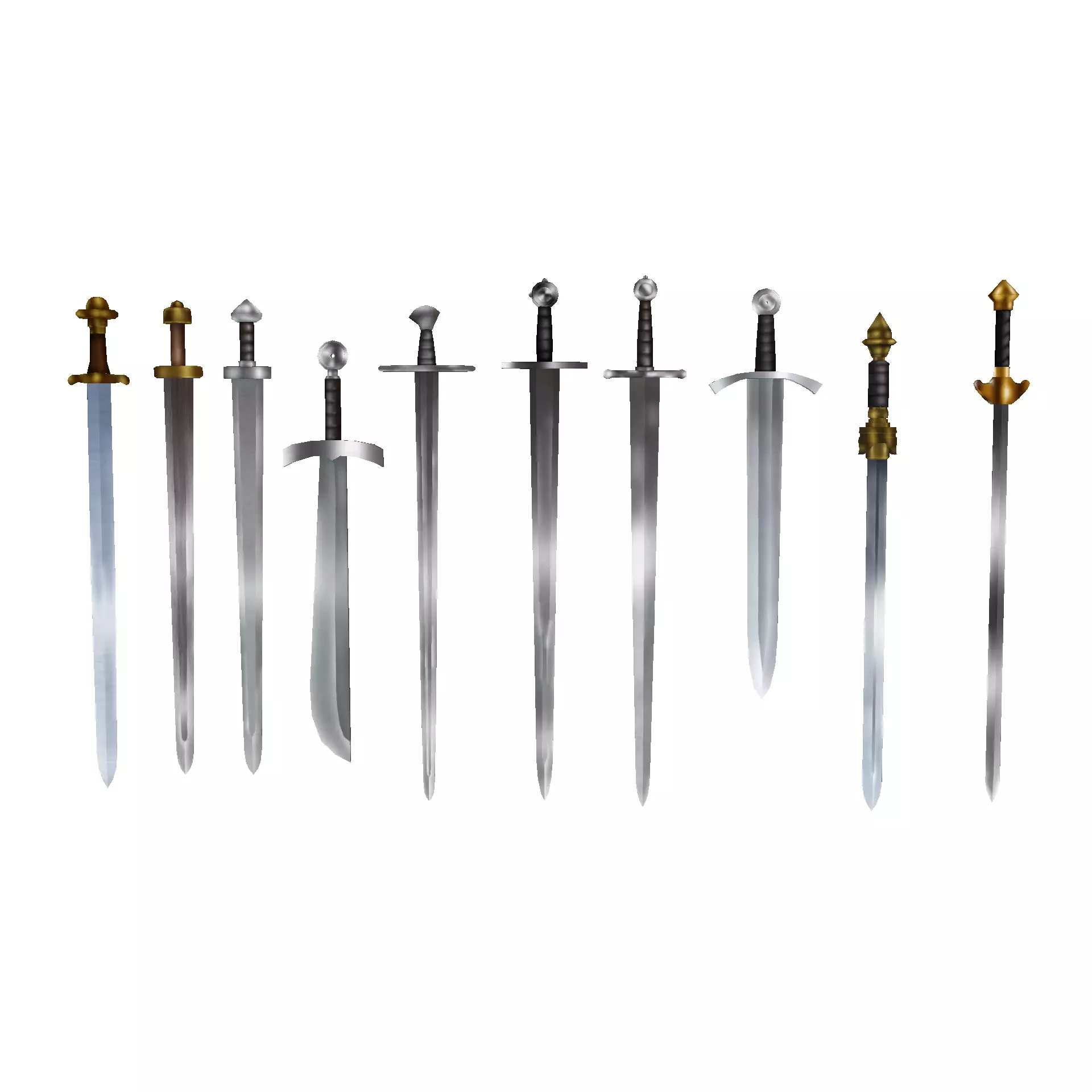 Hand Painted Swords Pack 5 Low-poly 3D model_0