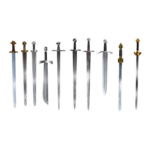 Hand Painted Swords Pack 5 Low-poly 3D model