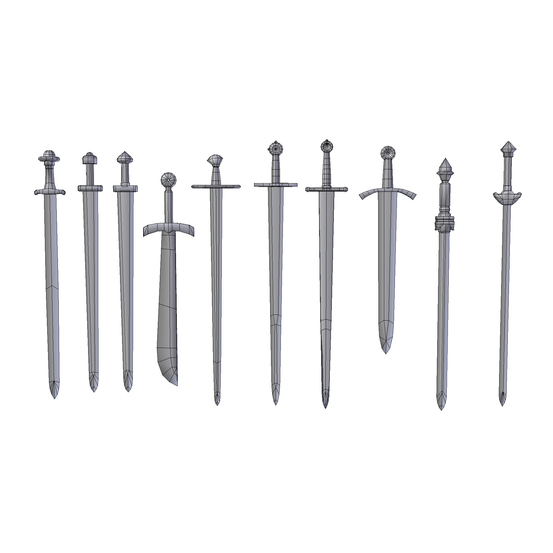 Hand Painted Swords Pack 5 Low-poly 3D model_11