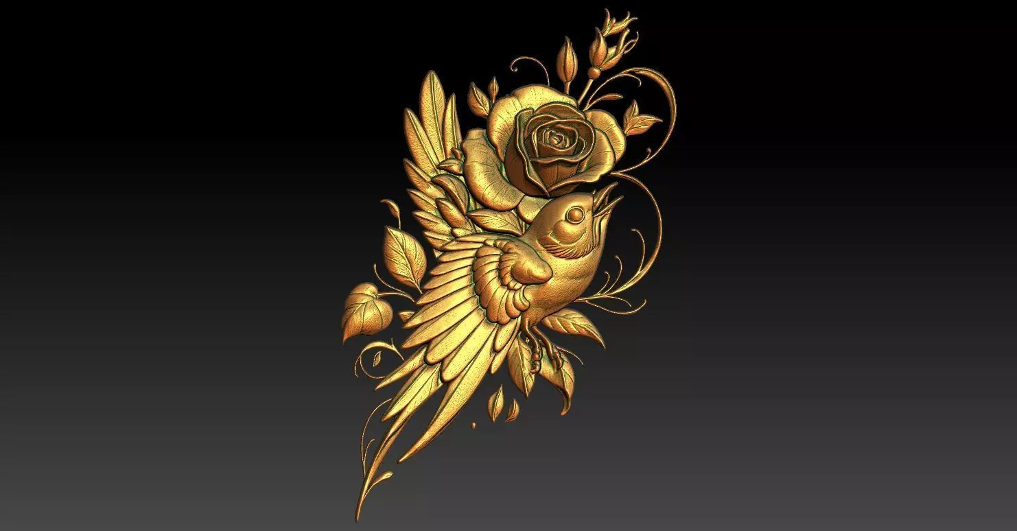 Birds and roses CNC Relief Model 3D print model