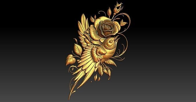 1 birds and roses CNC Relief Model 3D print model