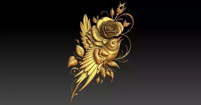 1 birds and roses CNC Relief Model 3D print model