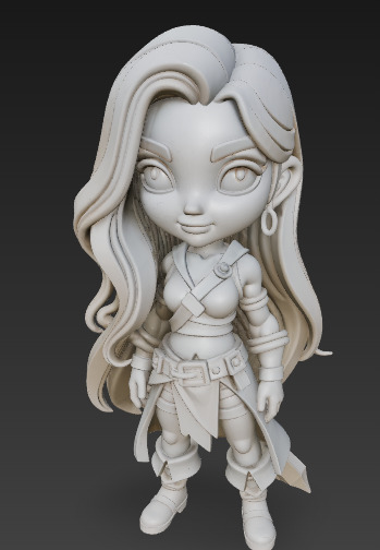 Chibi Warrior Girl in Fantasy Outfit   3D print model_9