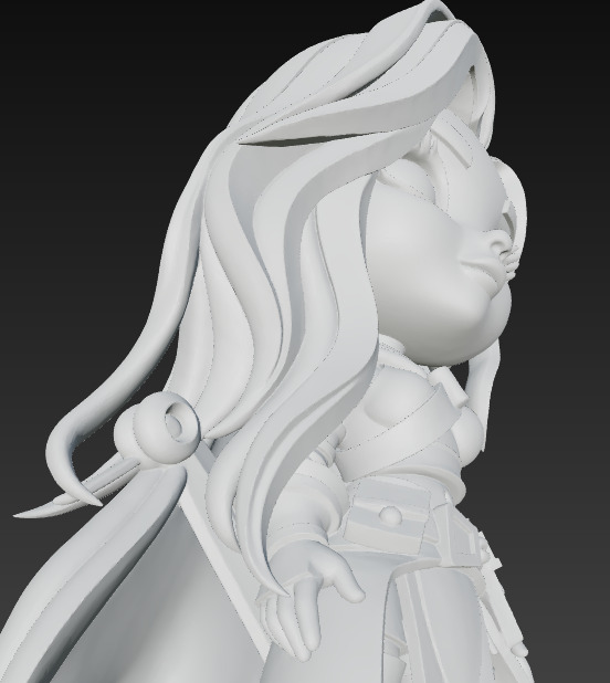 Chibi Warrior Girl in Fantasy Outfit   3D print model_8