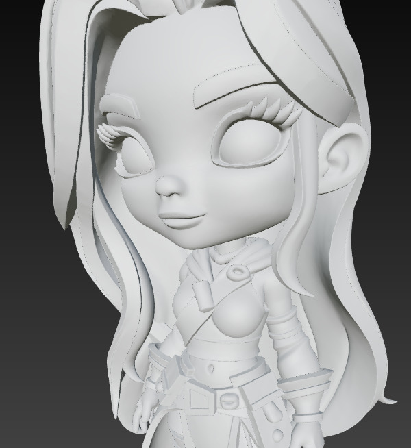 Chibi Warrior Girl in Fantasy Outfit   3D print model_2
