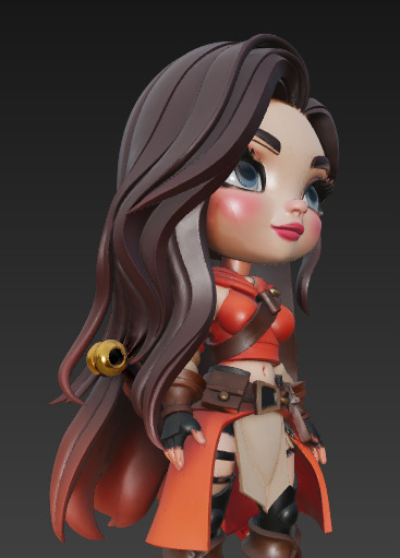 Chibi Warrior Girl in Fantasy Outfit   3D print model_12